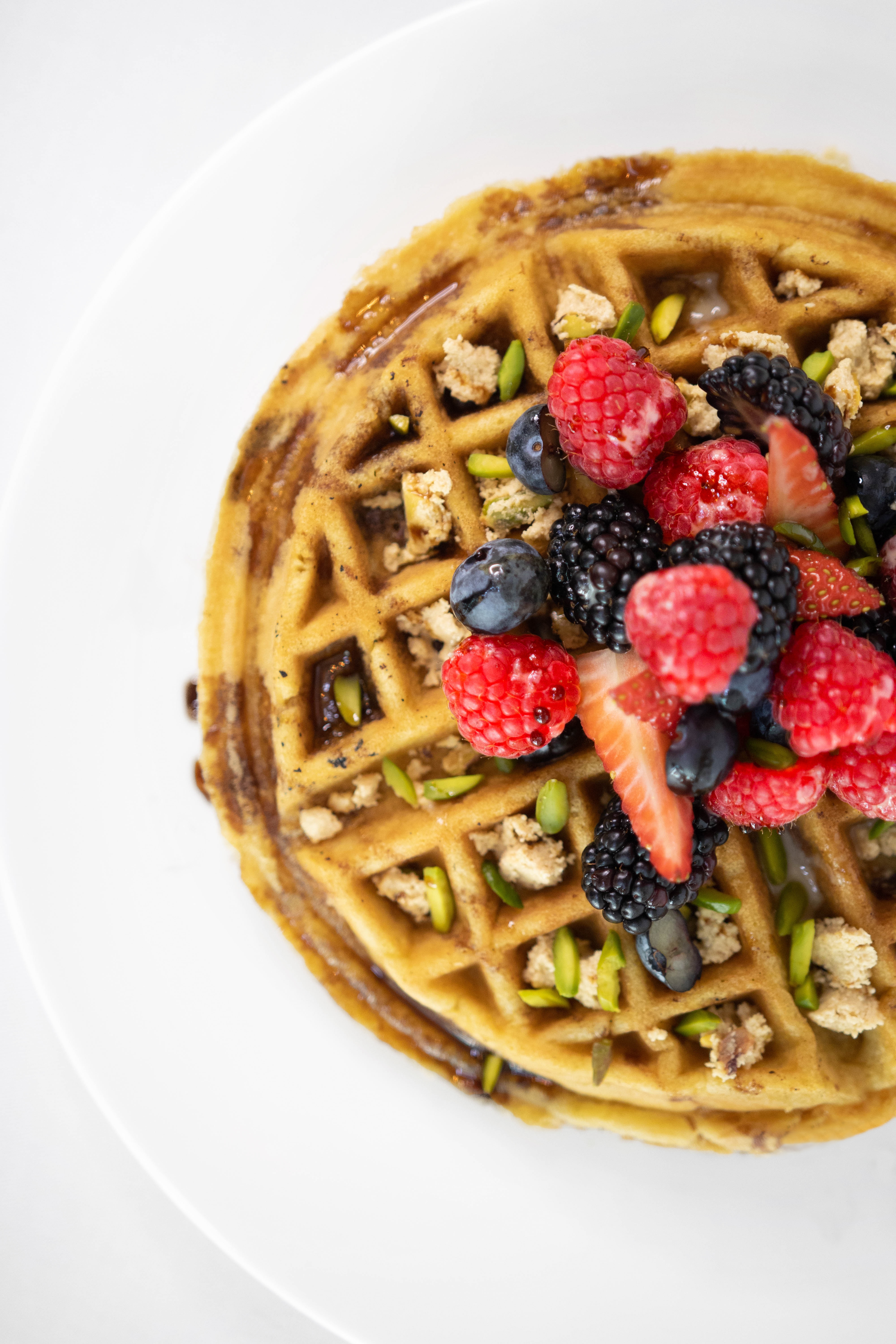 Waffle with fruit.